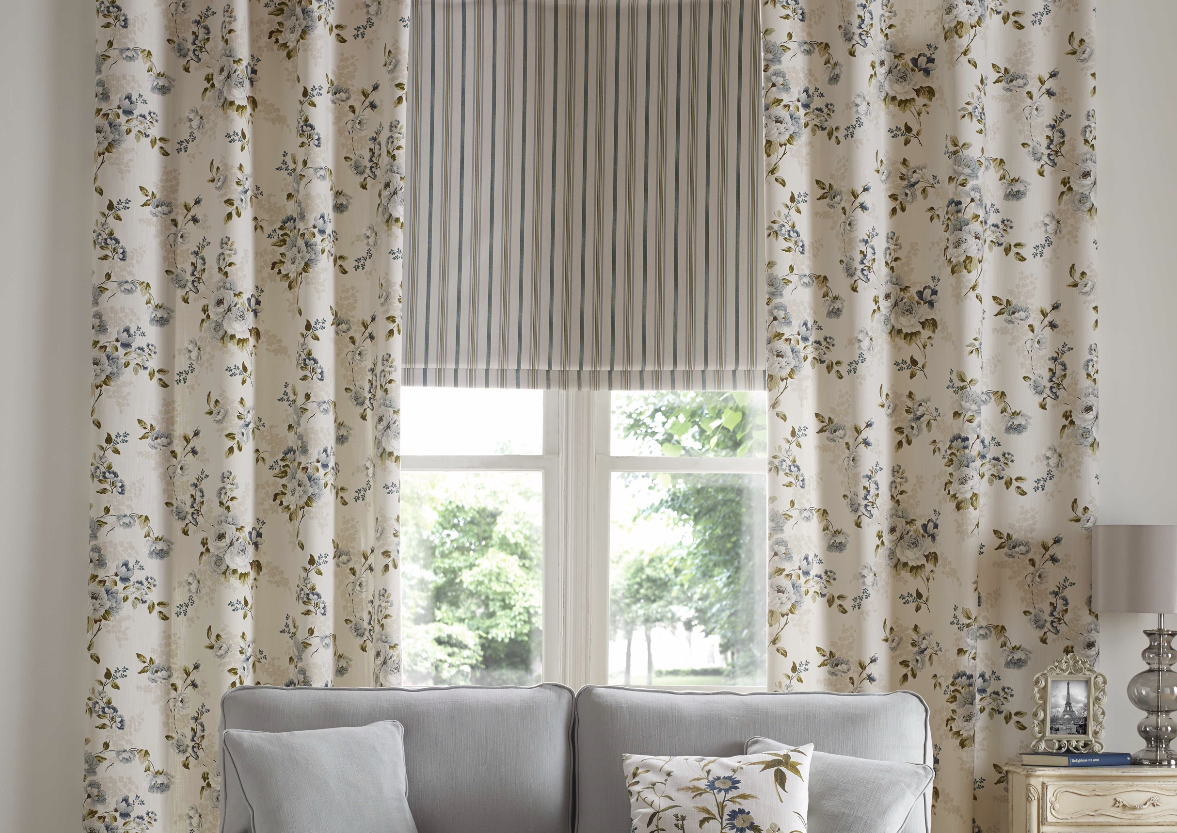 Roman Blinds with Curtains
