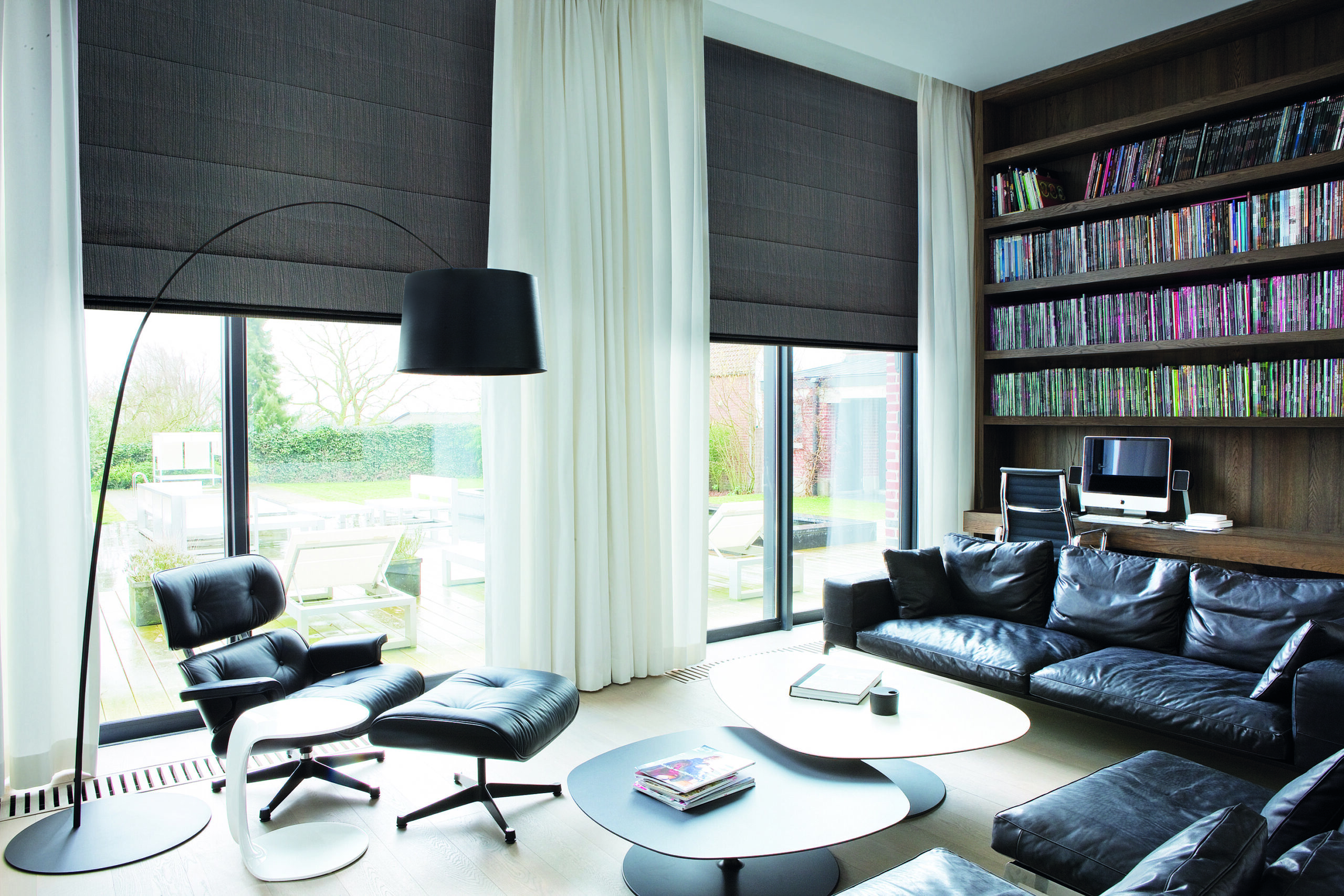 Roman blinds and sheer curtains