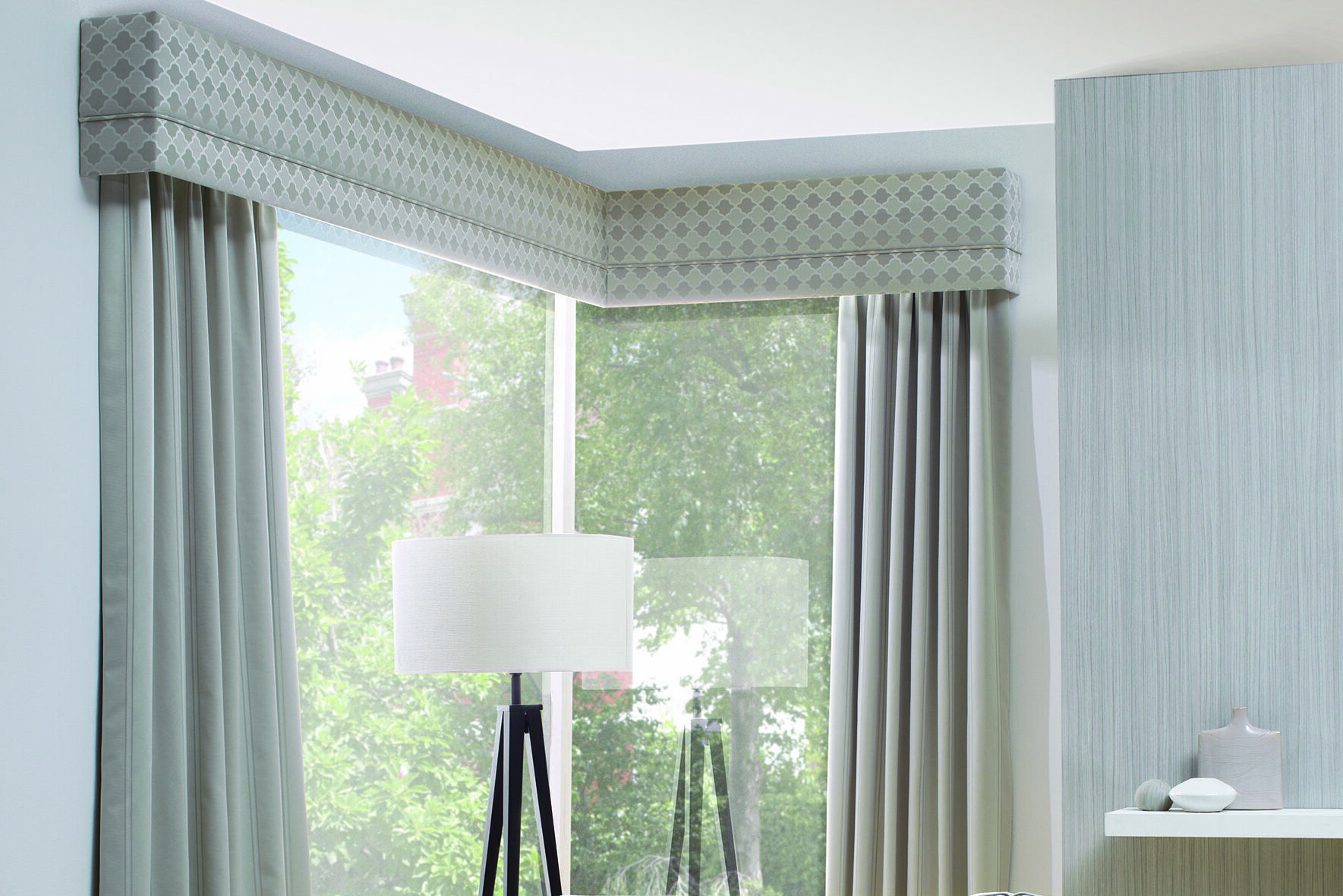 Blockout Curtains and Pelmet on corner window