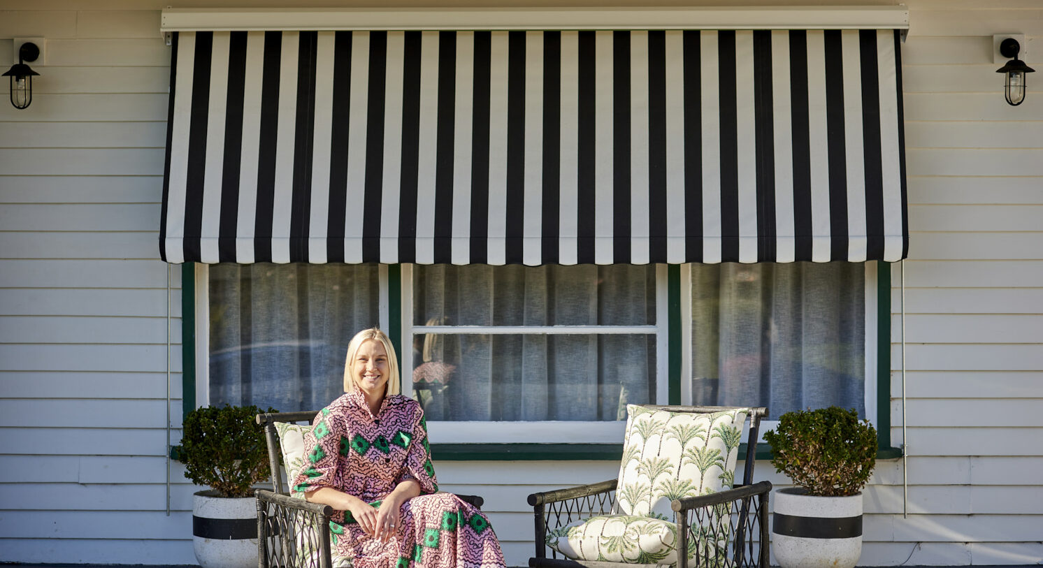 Black and White Stripe Awning