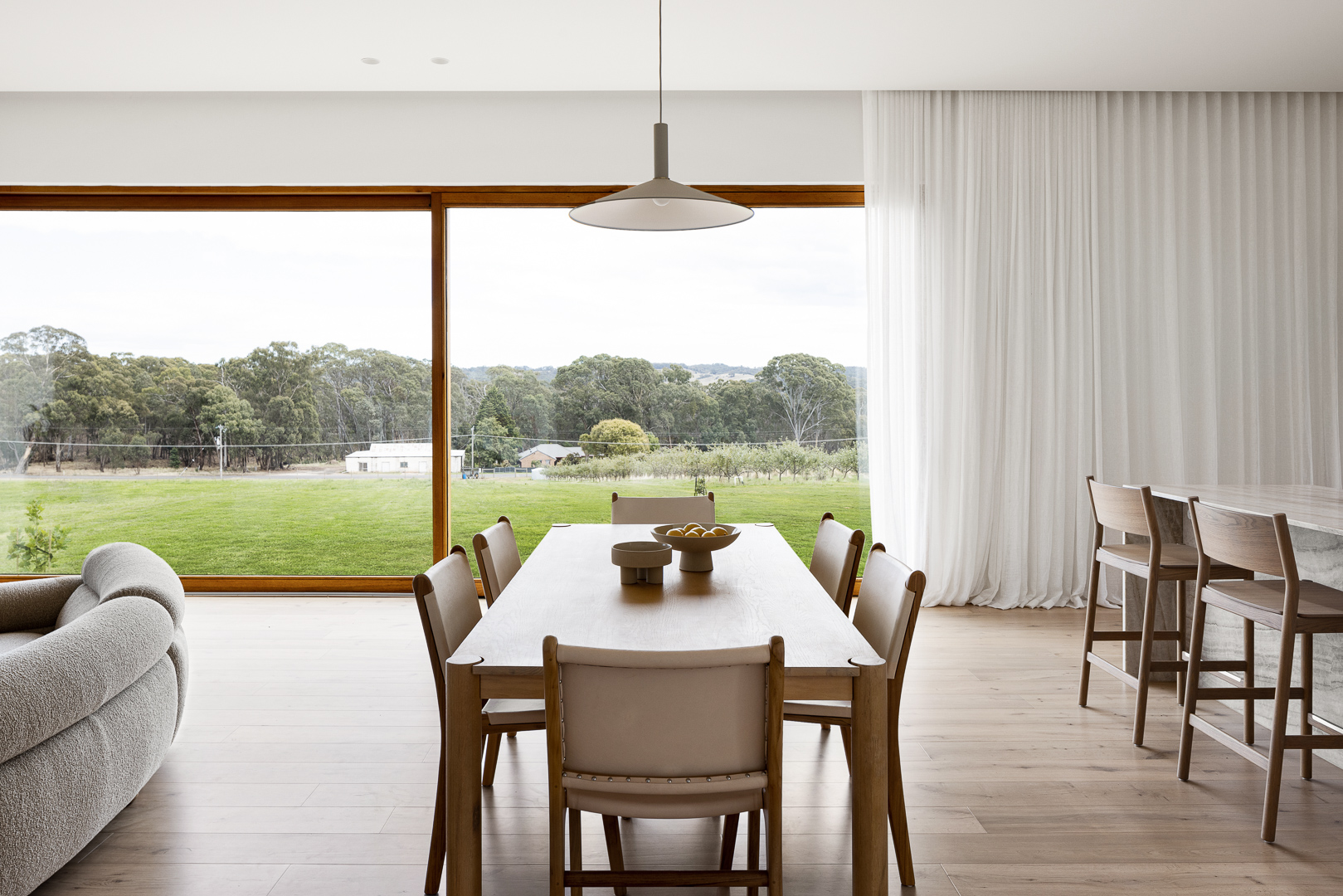 Wave Fold Sheer Curtains on extra large window