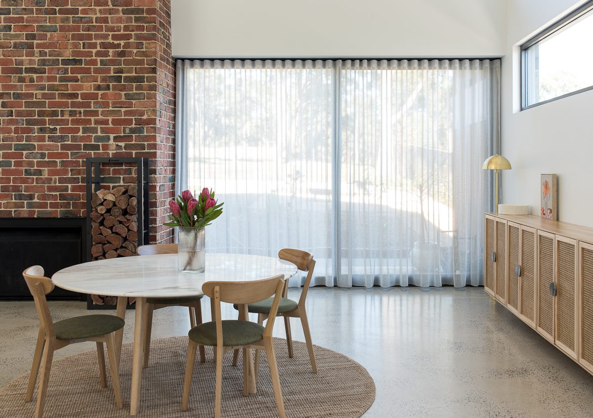 Dining with Wave Fold Sheer Curtains